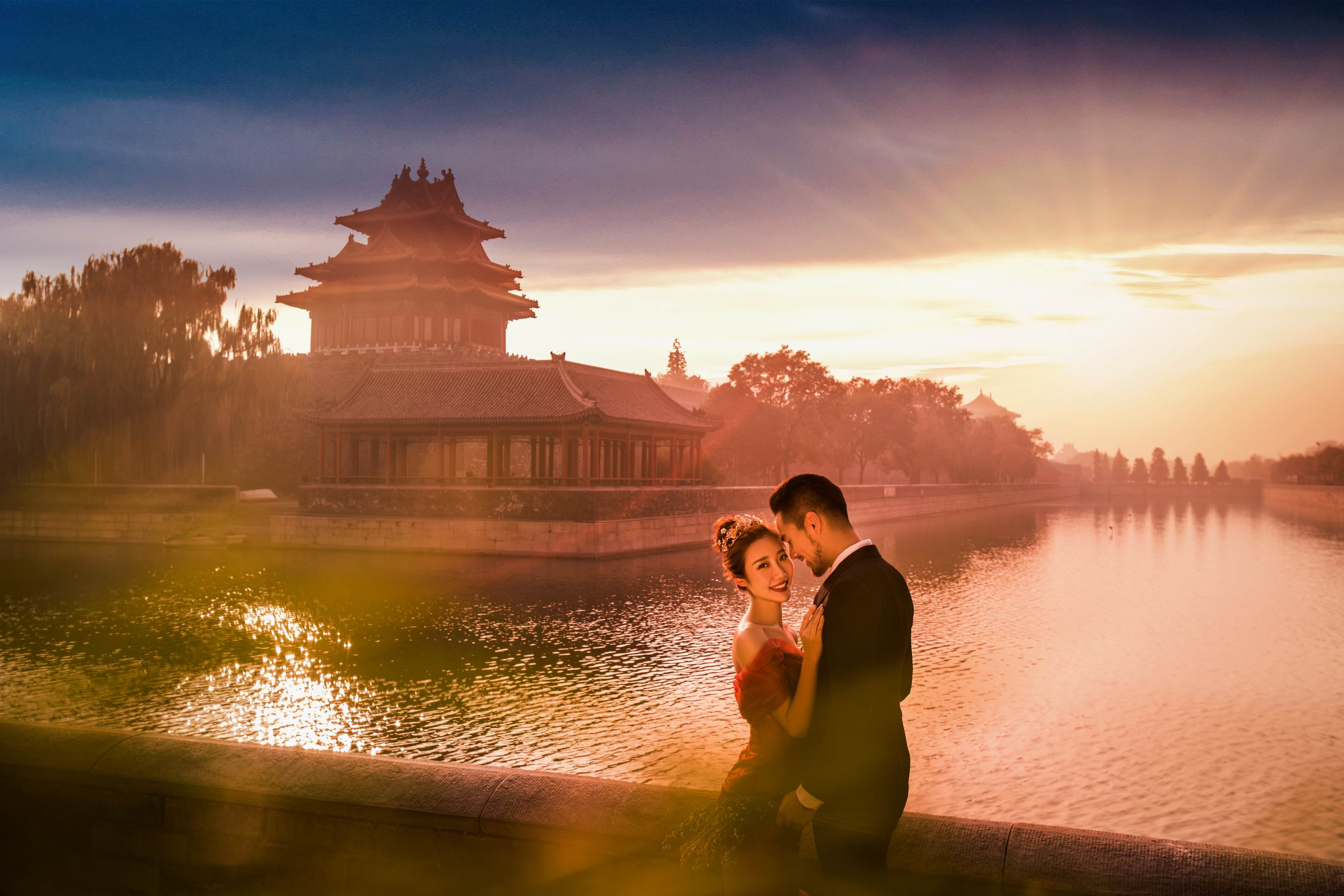 玫瑰花角樓+雙外景 中式  底片全送  一價(jià)全包