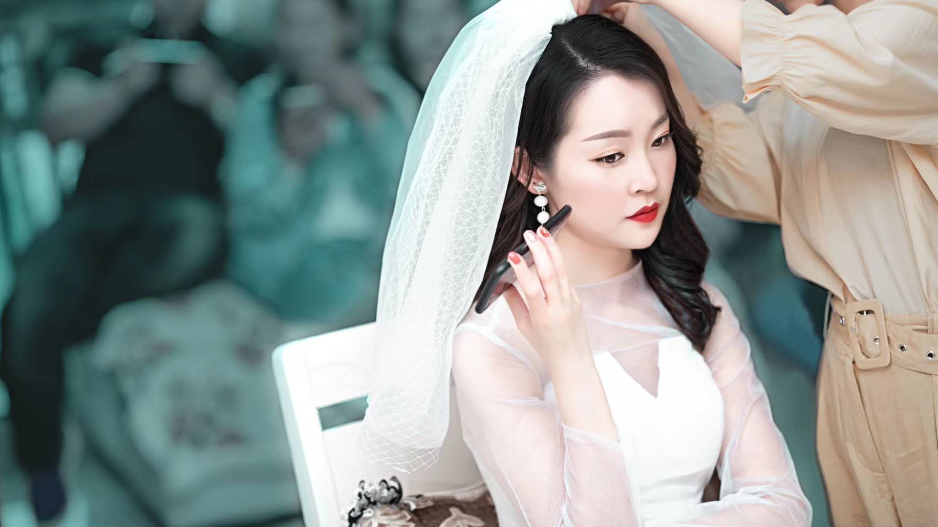 浪漫经典齐地纱+资深化妆师全天跟妆