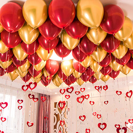 婚房布置宝石红飘空气球