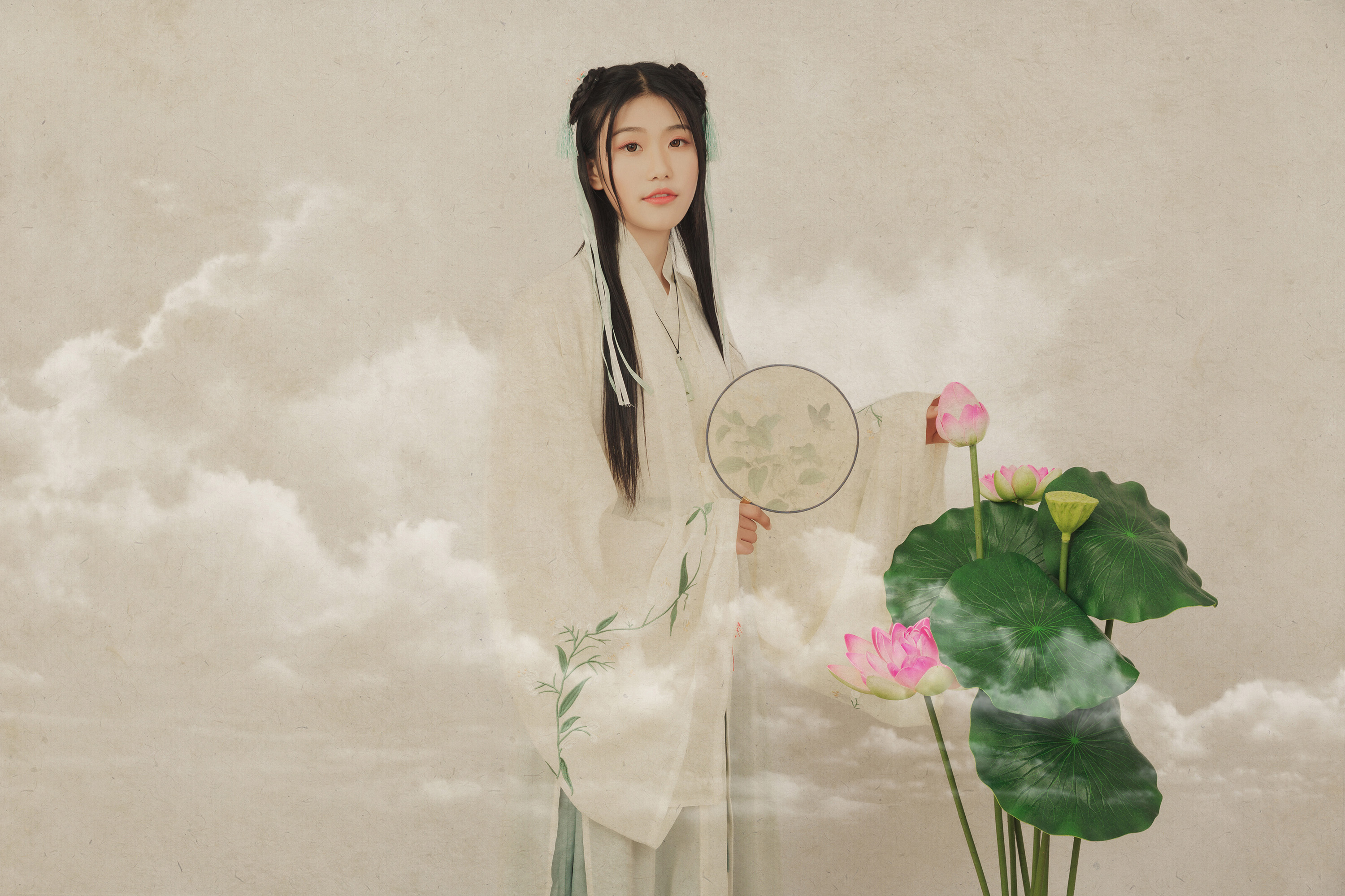 白蜗牛  中国风工笔画写真  汉服 旗袍 古装