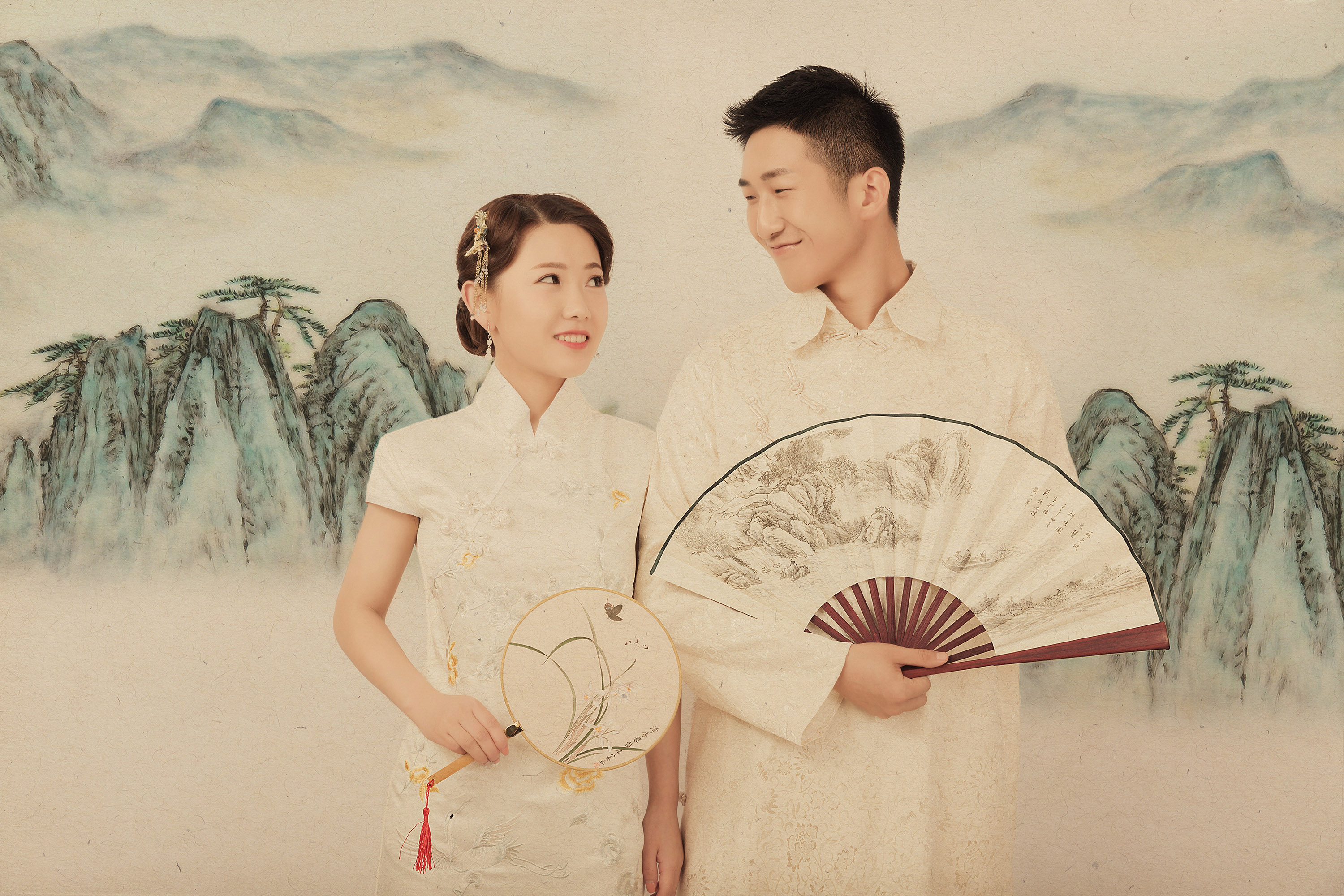 白蜗牛  中国风工笔画写真  汉服 旗袍 古装