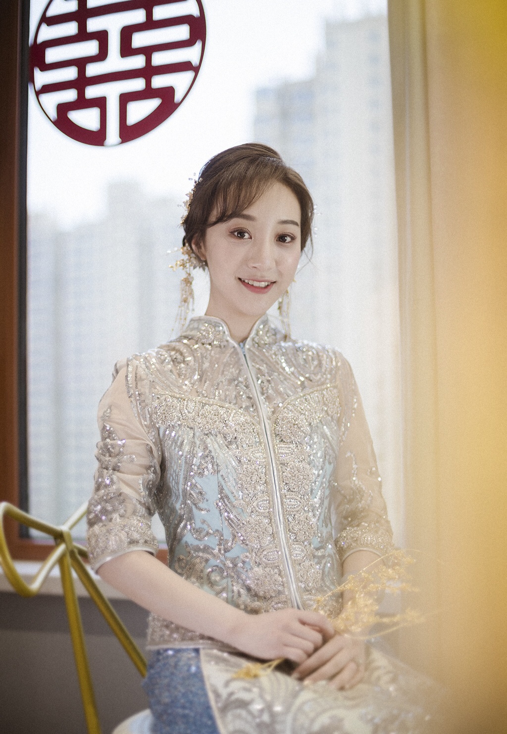 5.6新中式蓝色礼服跟妆花絮