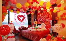 婚房卧室气球装饰效果图 love气球布置婚房方案