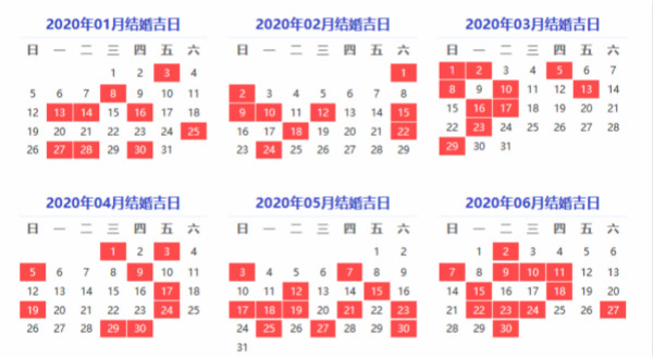 年嫁娶黄道吉日表 婚礼纪