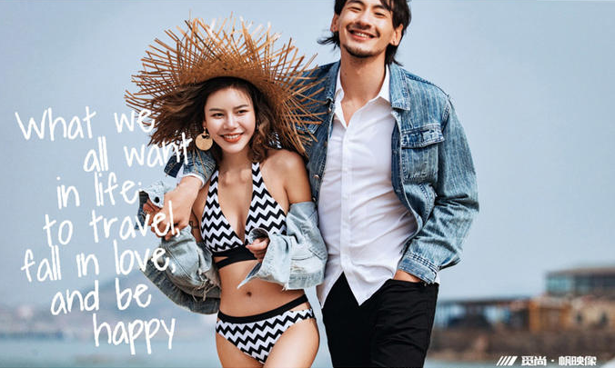 /性感沙滩牛仔风婚纱照