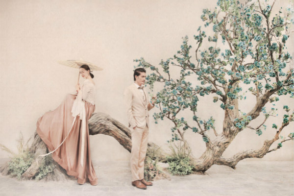 中式素色婚纱照