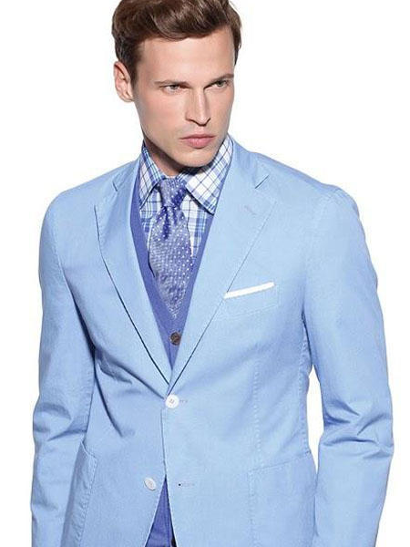 蓝色西装配什么领带