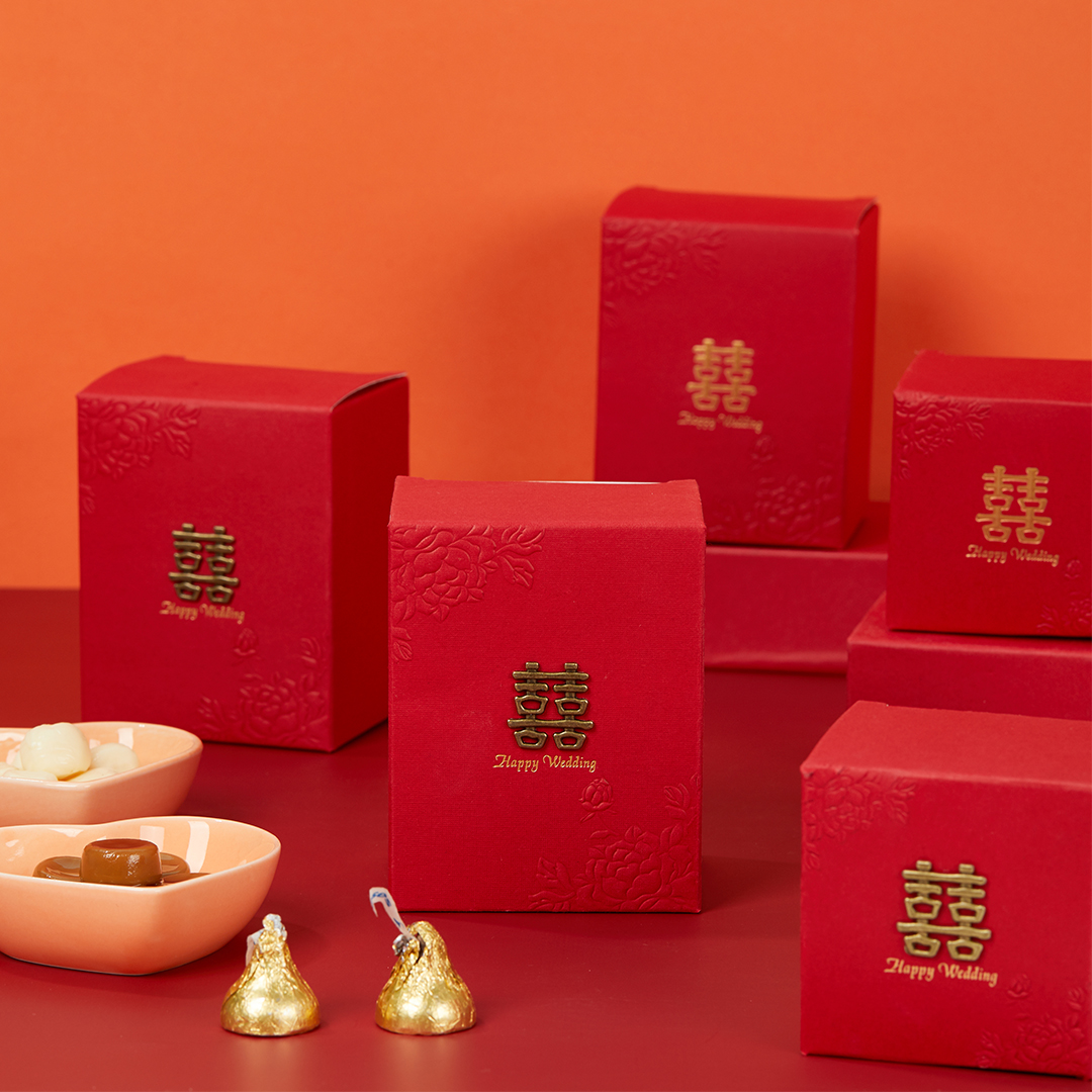 中式復古銅板浮雕牡丹喜糖盒
