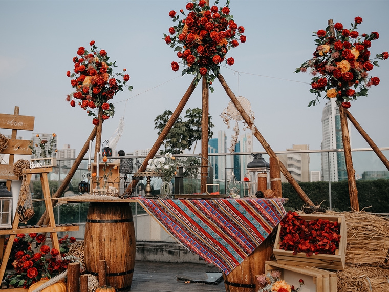 艺铂婚礼|《十三》户外秋色婚礼文艺唯美屋顶婚礼