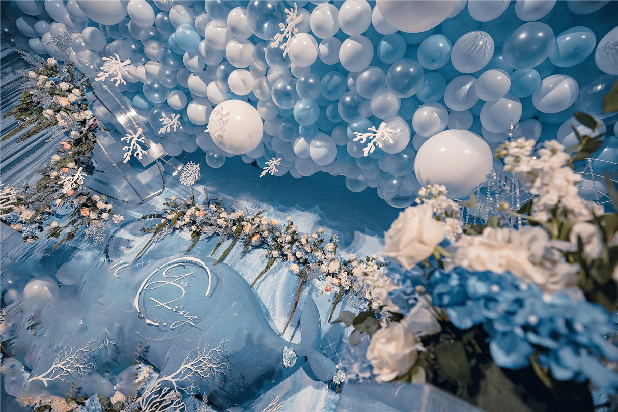 【罗曼史】浅蓝色系海洋气球吊顶浪漫梦幻婚礼