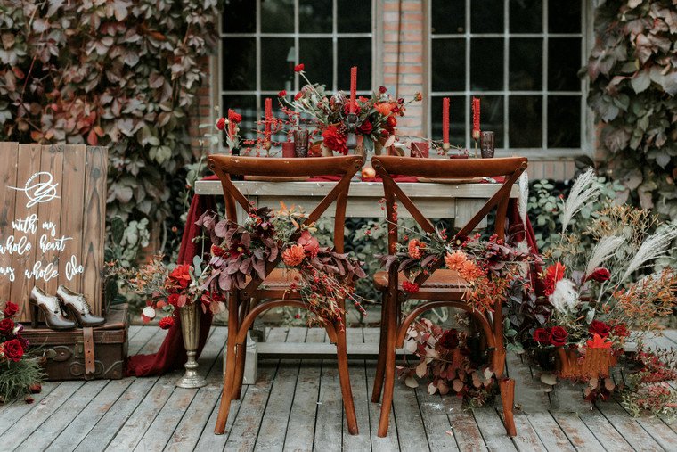 超有感红色复古系22000婚礼现场布置一价全包