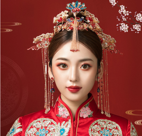中式新娘头饰效果图