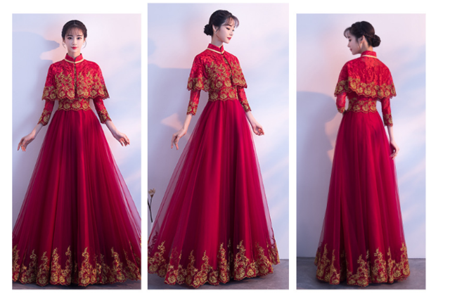 中式红色晚礼服2