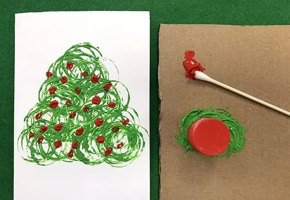 圣诞瓶盖印画贺卡制作过程