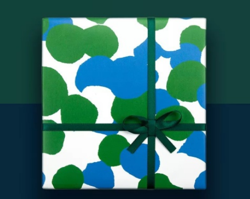 绿色蓝色相见的礼物包装纸