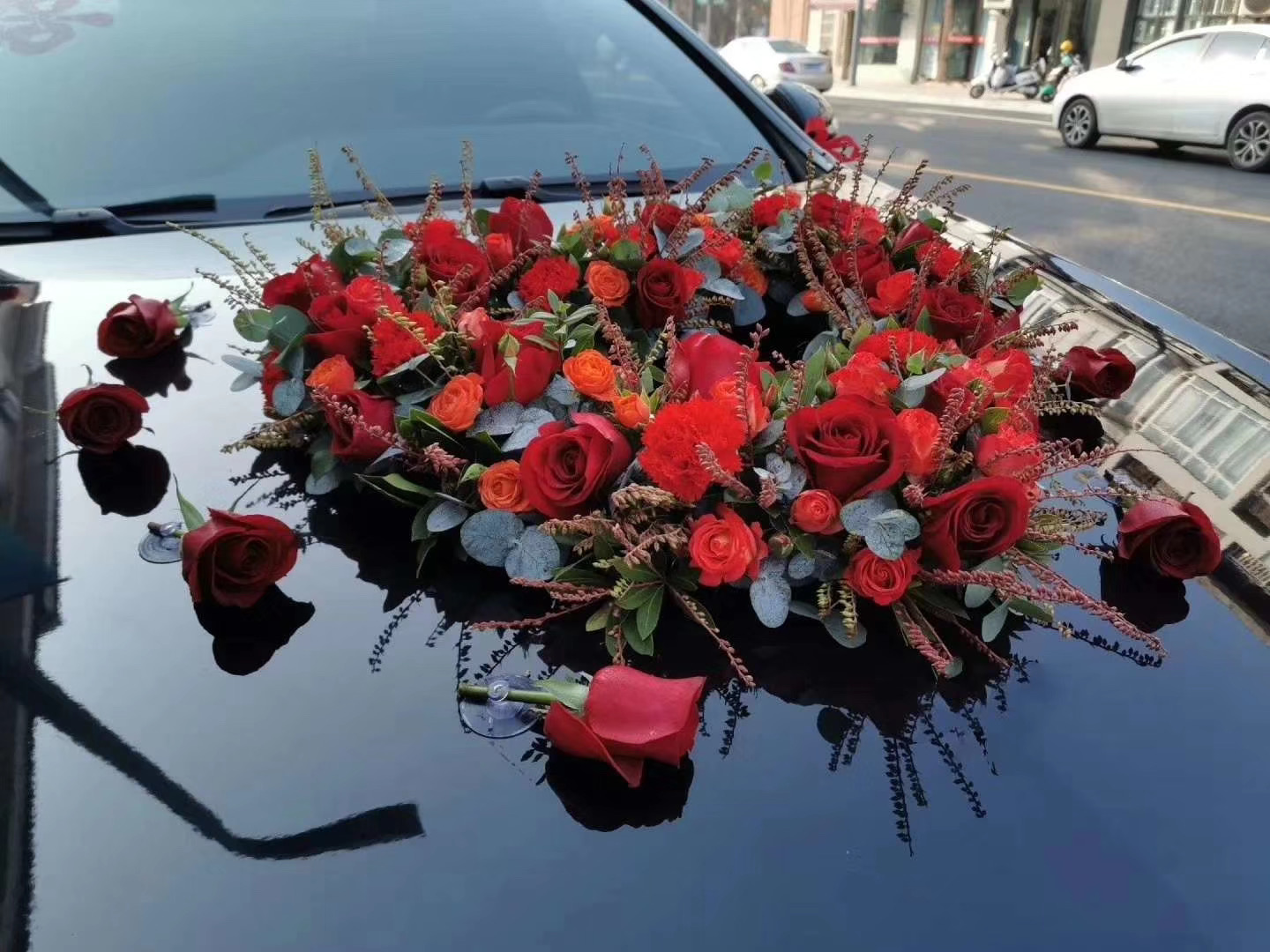 婚车装饰心形➕手捧花✘2