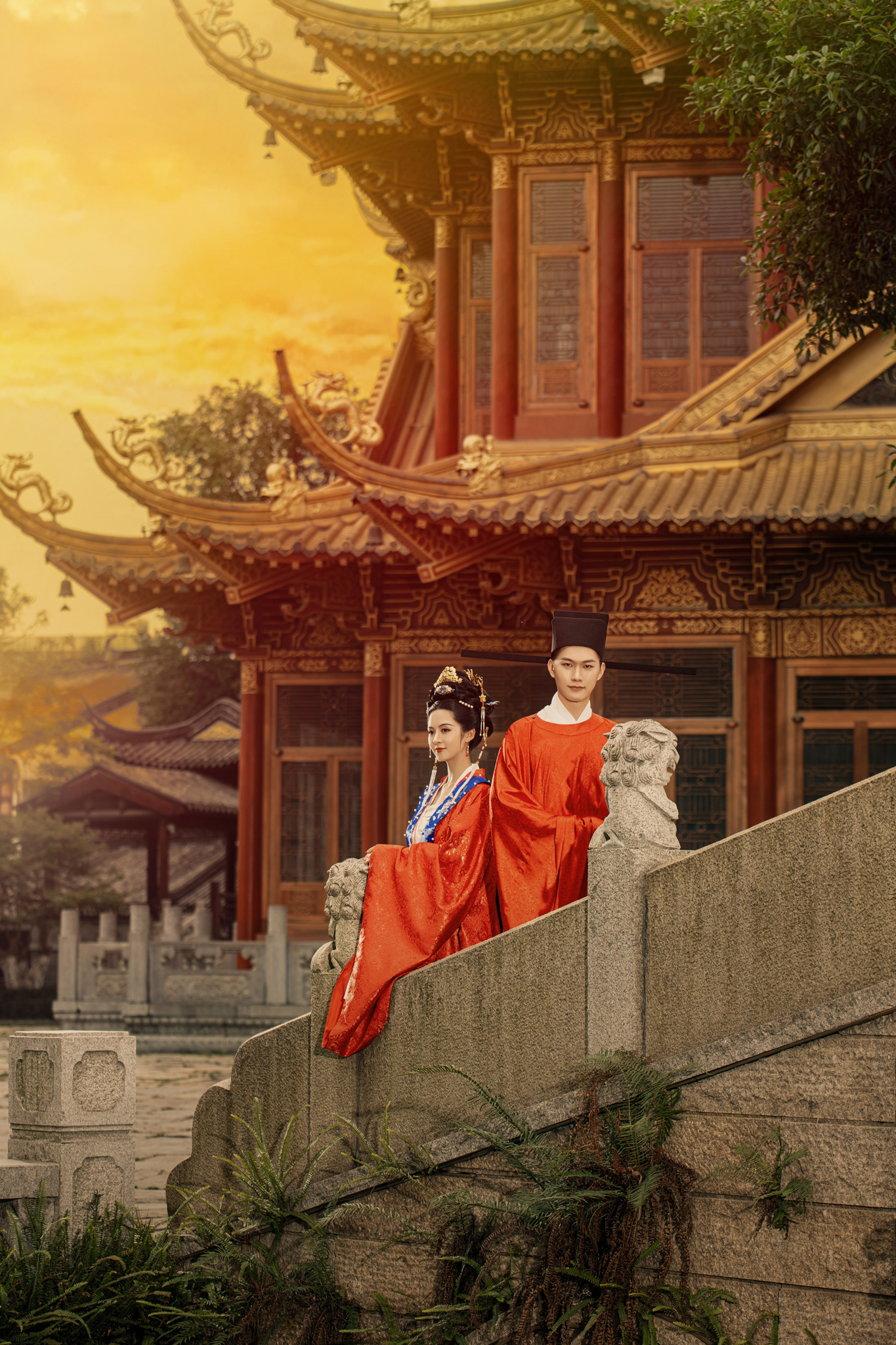 中式古风传统唐制汉服婚服/婚纱/婚照——珠联璧合