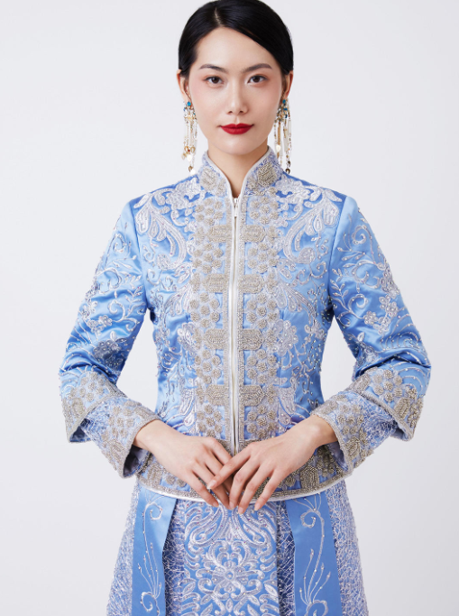 蓝色秀禾服简直就是我的白月光！！