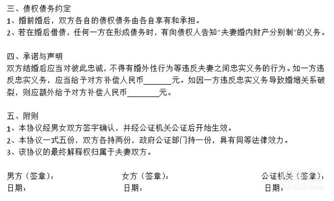《婚前财产协议》最详细模板！记得收藏