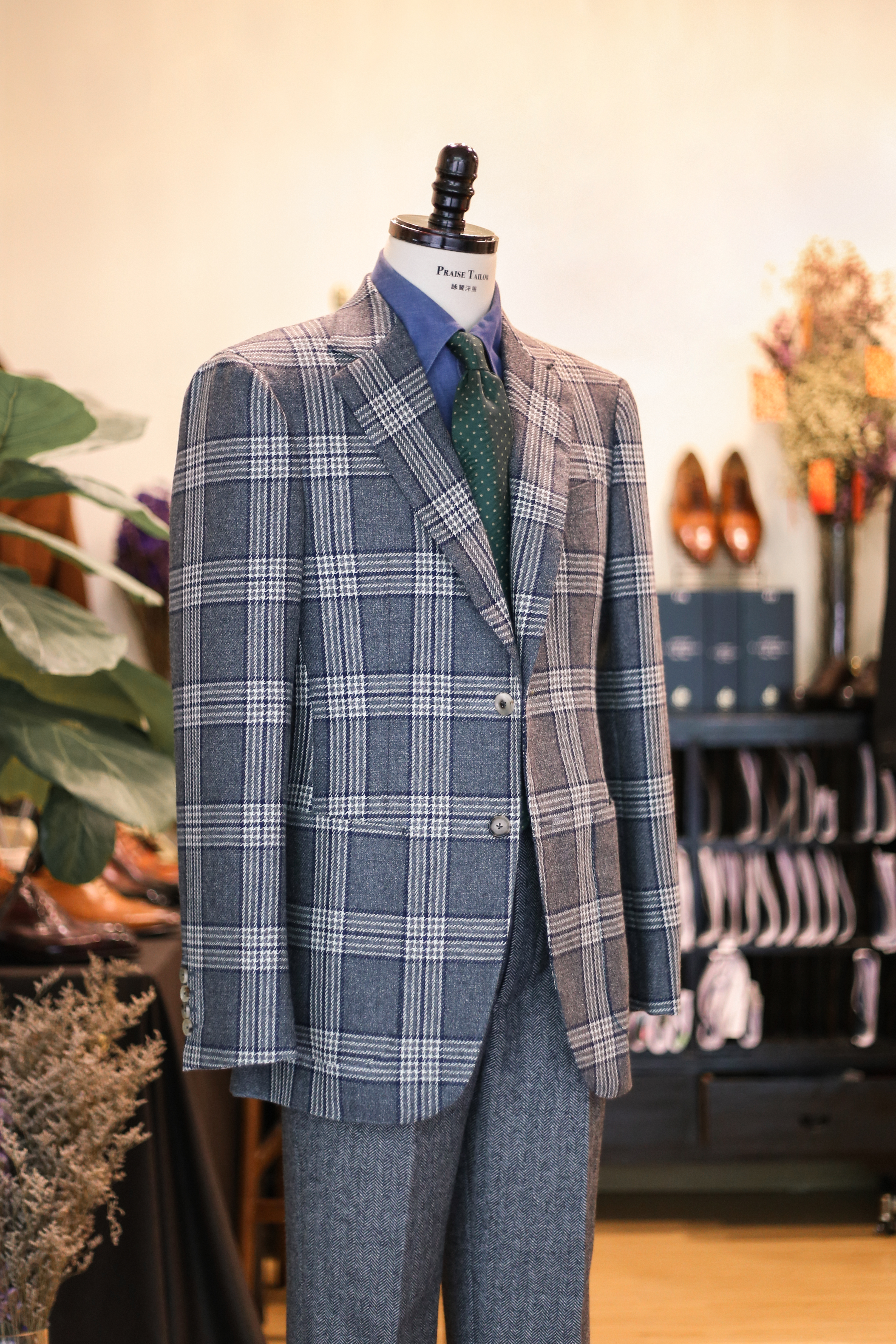 【咏赞-西服定制】灰色格子西服定制