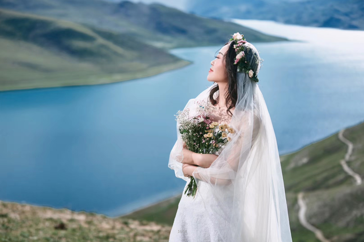 私人定制羊湖婚纱服务三对一