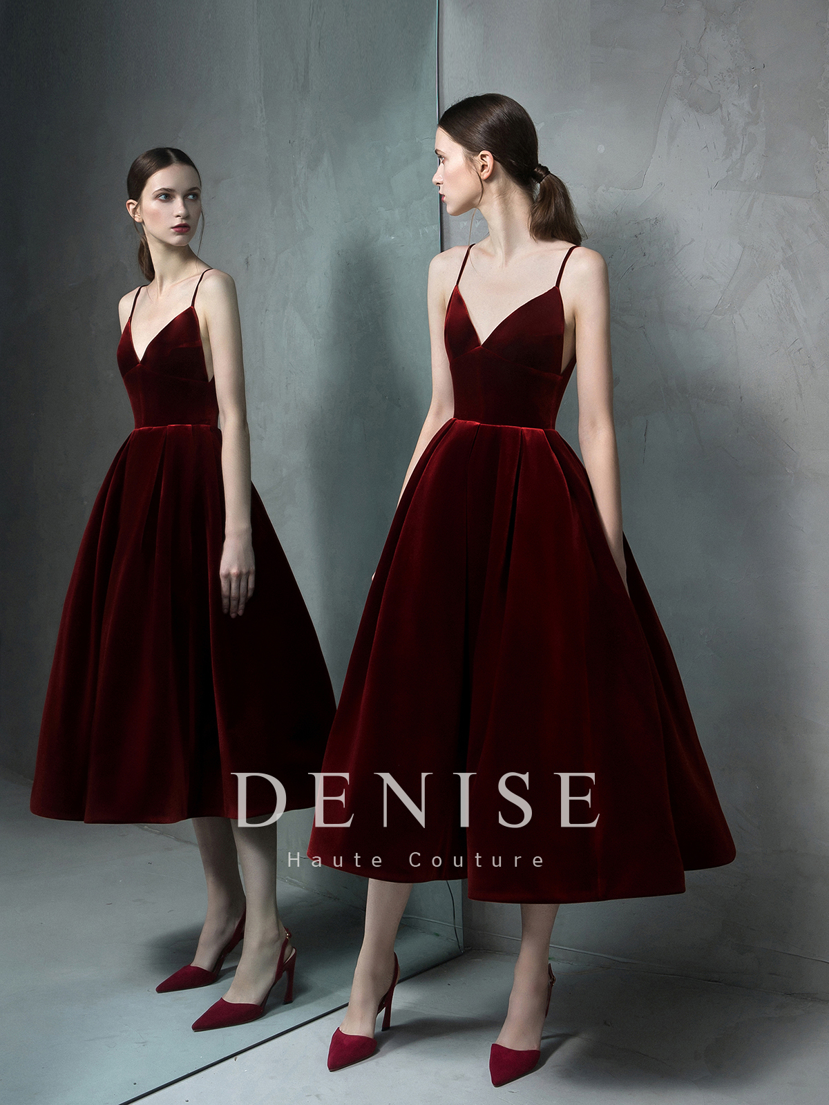 明星款丨勃艮第红丝绒短裙