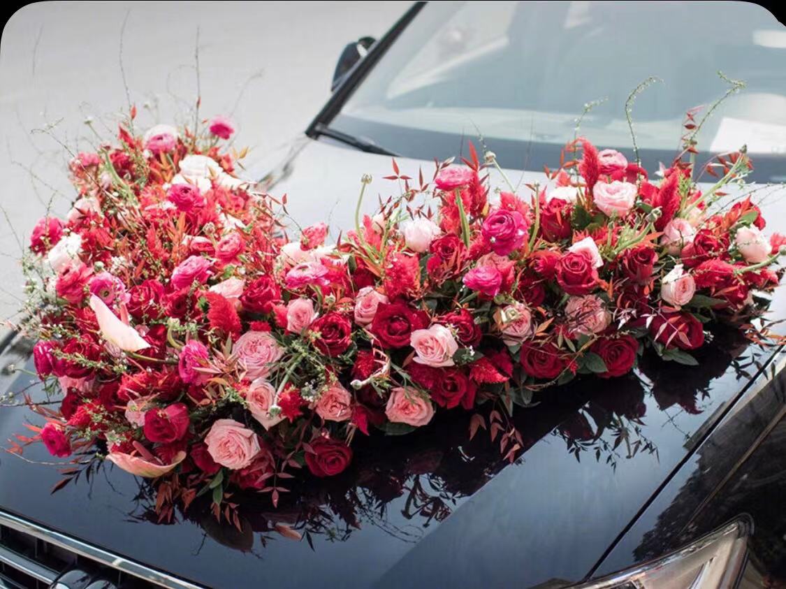 豪华版全套Ｖ型花鲜花婚车装饰