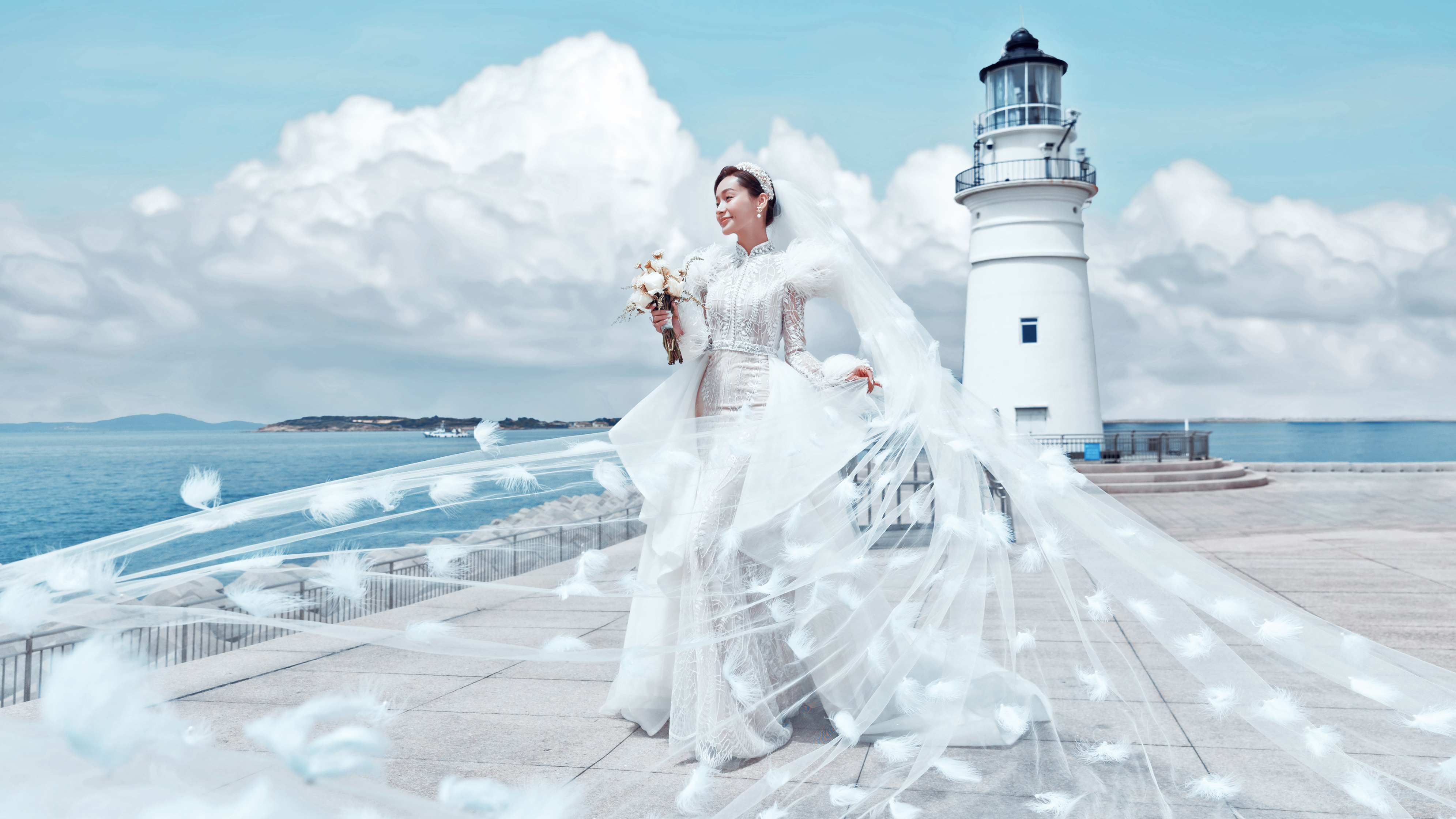《情人坝 灯塔-四》-法式婚纱照