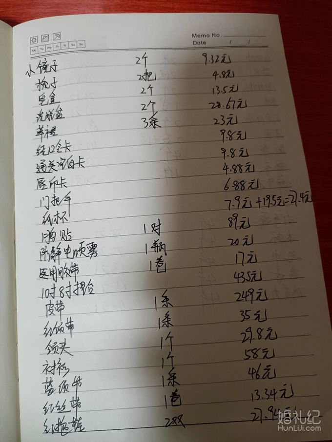 备婚清单 备婚花了大概3000多，算多吗？