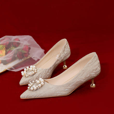 水晶新娘高跟鞋平时可穿女