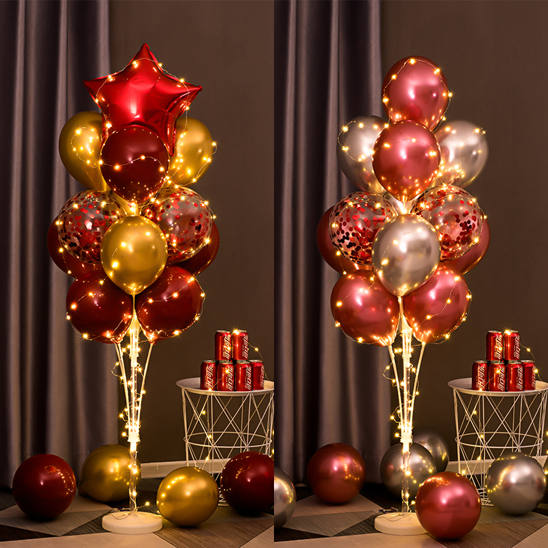【包郵】發光地飄立柱氣球生日裝飾品場景布置
