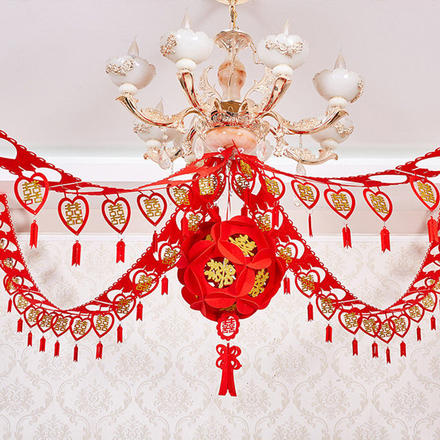 【包邮】结婚婚房客厅房间装饰拉花绣球宫灯套装
