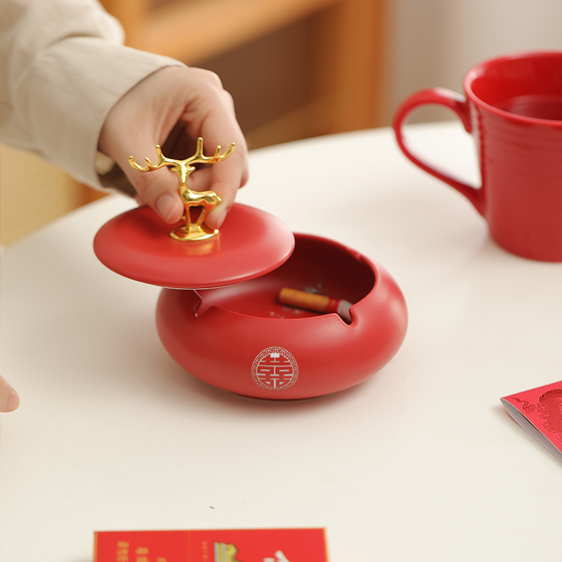 【包郵】創意結婚陶瓷紅色小煙灰缸 3款可選