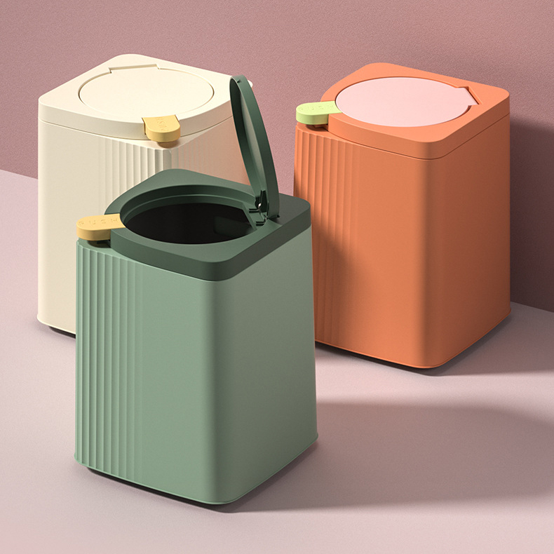 【包郵】方形垃圾桶按壓彈蓋家用大垃圾簍桶北歐臥室廁所加厚隔異味垃圾筒