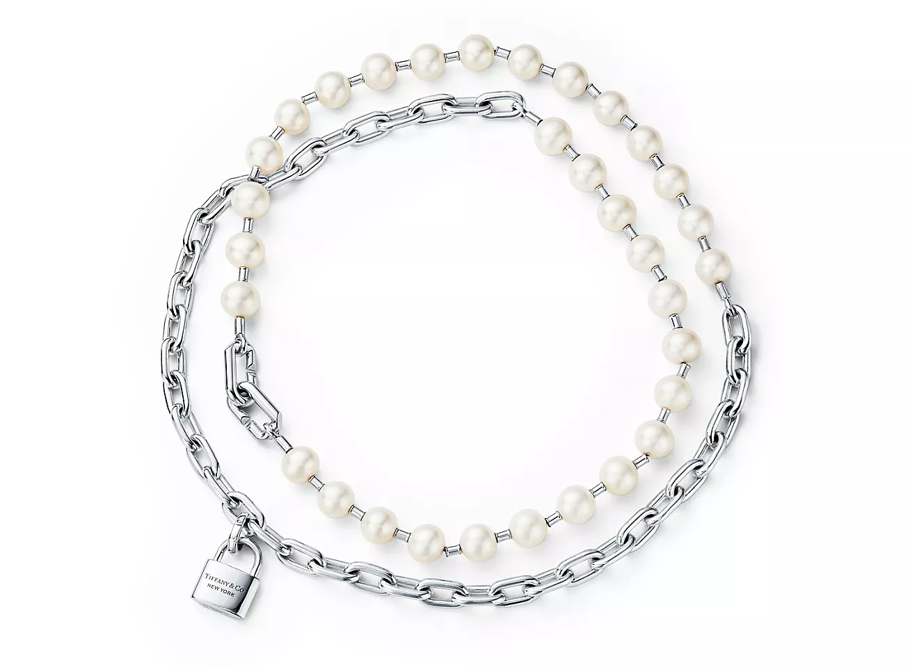 Tiffany HardWear系列 珍珠锁扣项链