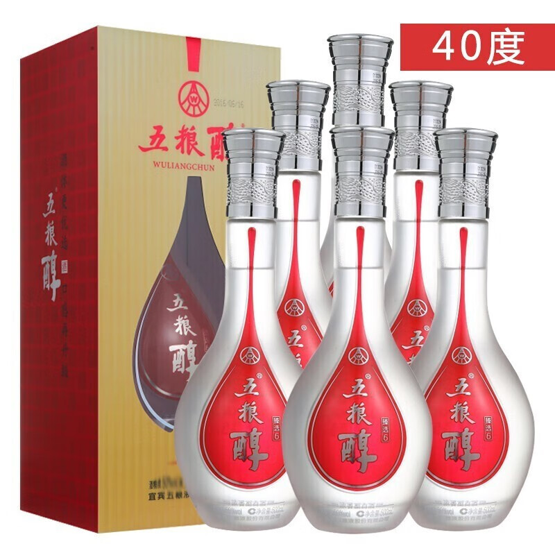 五粮液 五粮醇臻选系列 浓香型白酒  白酒整箱 40度臻选6 500ml*6瓶