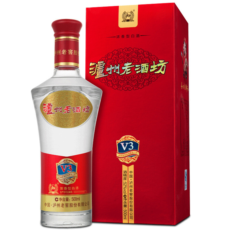 泸州老窖 泸州老酒坊V3 52度浓香型白酒 500ml*6瓶 庆喜宴 结婚送礼