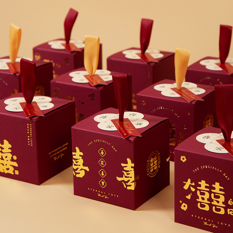 喜糖盒結婚專用新款高級感手提糖果婚禮訂婚喜糖包裝盒空盒子