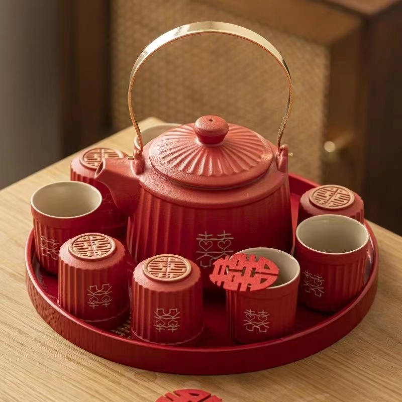 結婚敬茶杯改口杯紅色中式喜慶喜杯對杯茶具禮物送新人閨蜜伴手禮