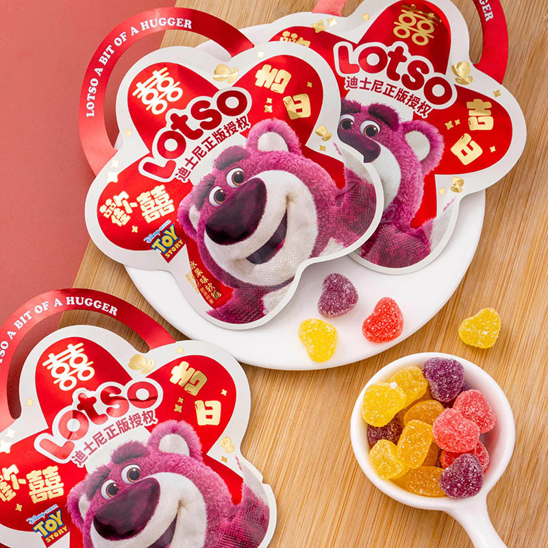迪士尼草莓熊喜禮水果味軟糖花朵型QQ糖結婚喜糖散裝橡皮糖
