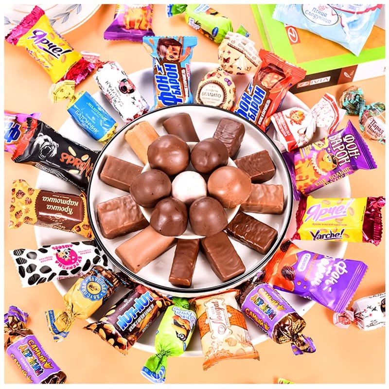 俄罗斯进口巧克力混合散装喜糖500g儿童小零食