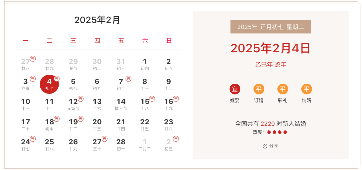 2025正月初七结婚是大忌吗